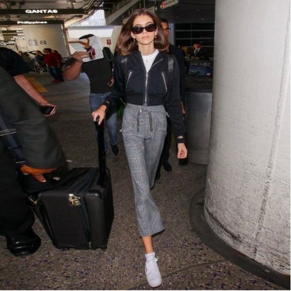 Self-Portrait Lexi Plaid High Rise Pants - Picture 2 of 12